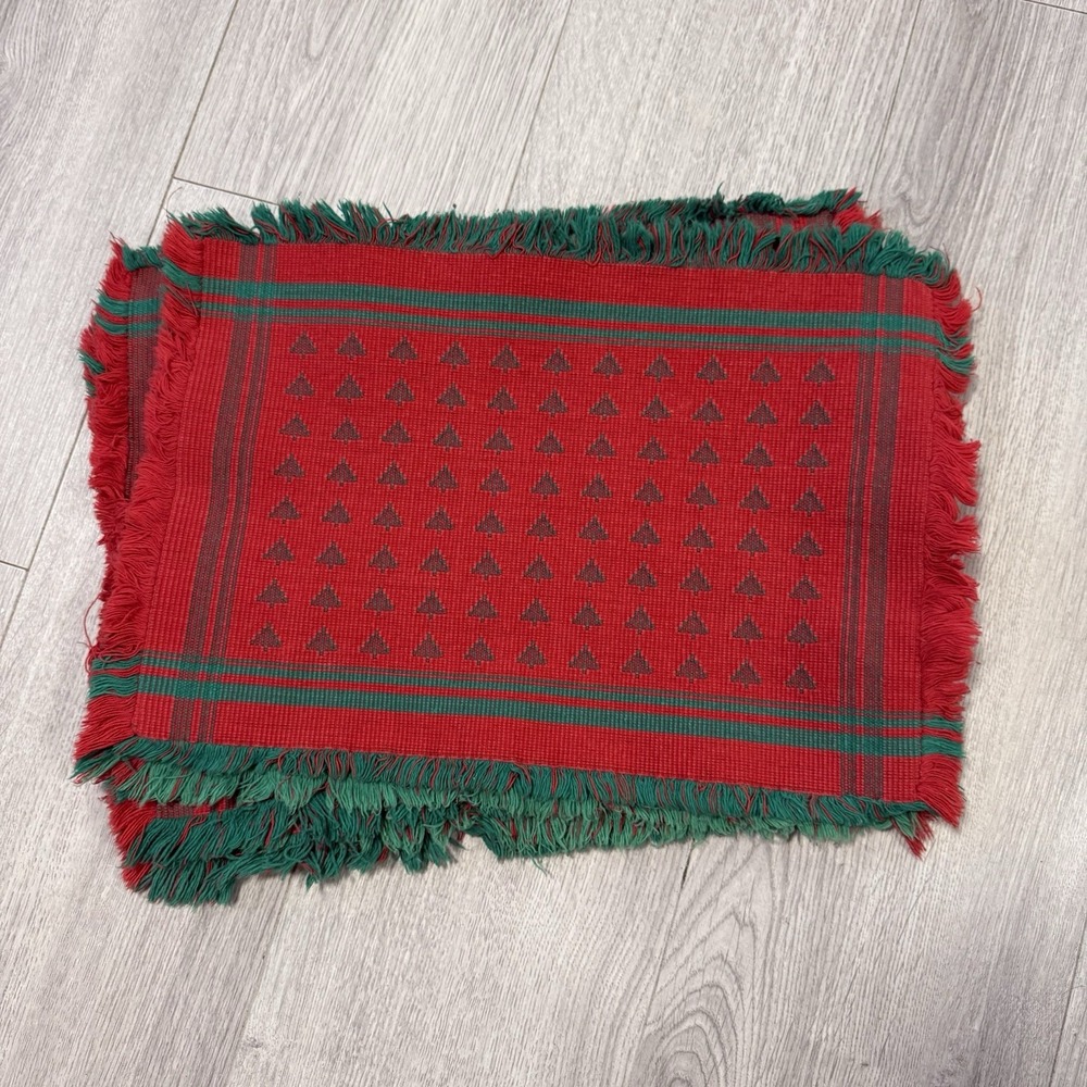 Vintage Christmas Hand Woven Placemats Set Of 6